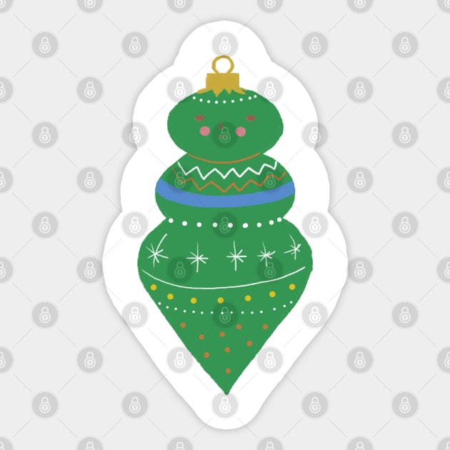 Happy Cute Green Christmas Ornament Illustration Sticker by LittleForest